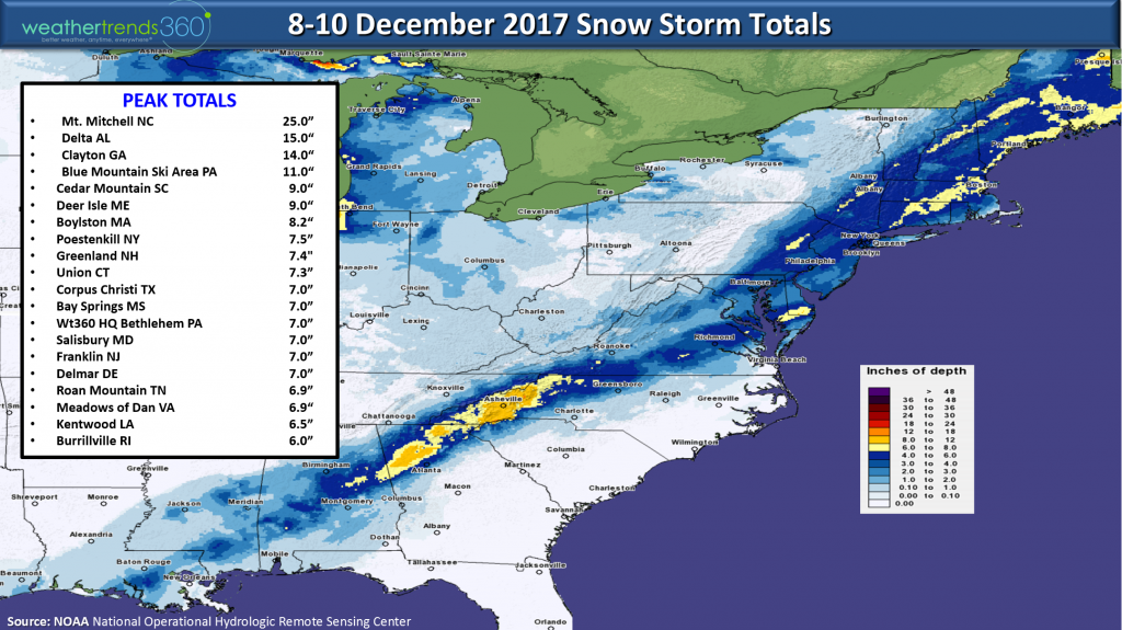 Dec 8 snow storm totals